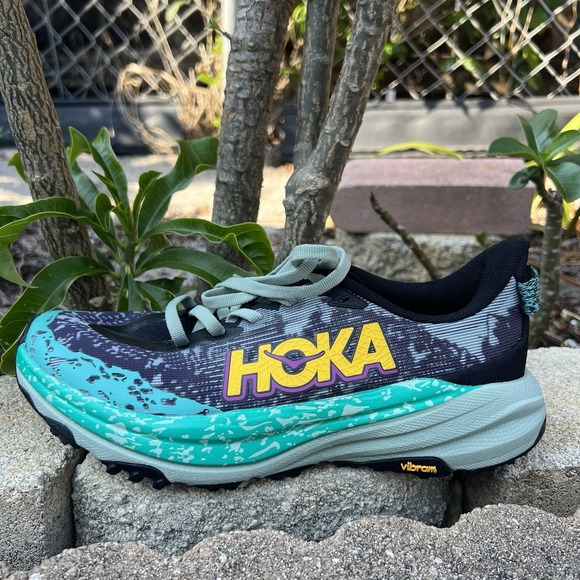 Hoka Speedgoat 6 Womens 6.5 B Trail Running Hiking Shoes Vibram 1147811 BLVR - Picture 2 of 10